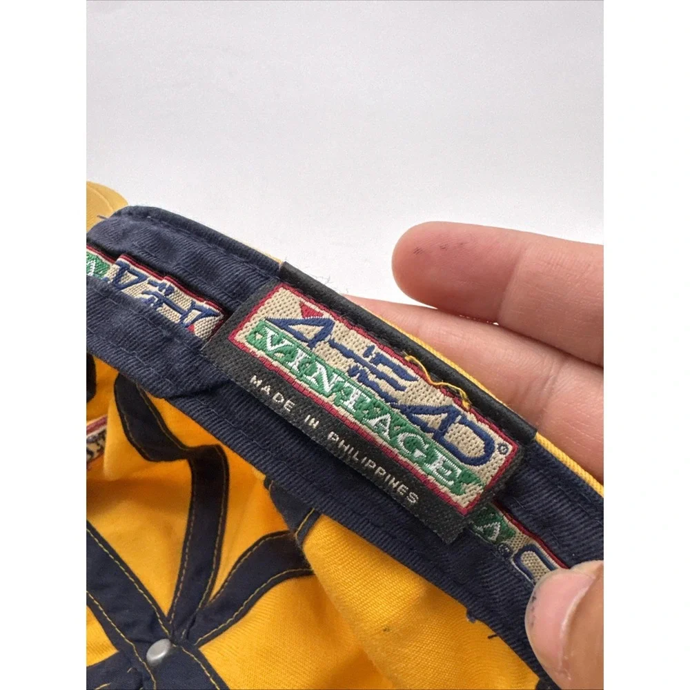 Y2k Ahead Vintage PGA West Golf Hat Yellow mustard Strap Back 2000 Dad Q School